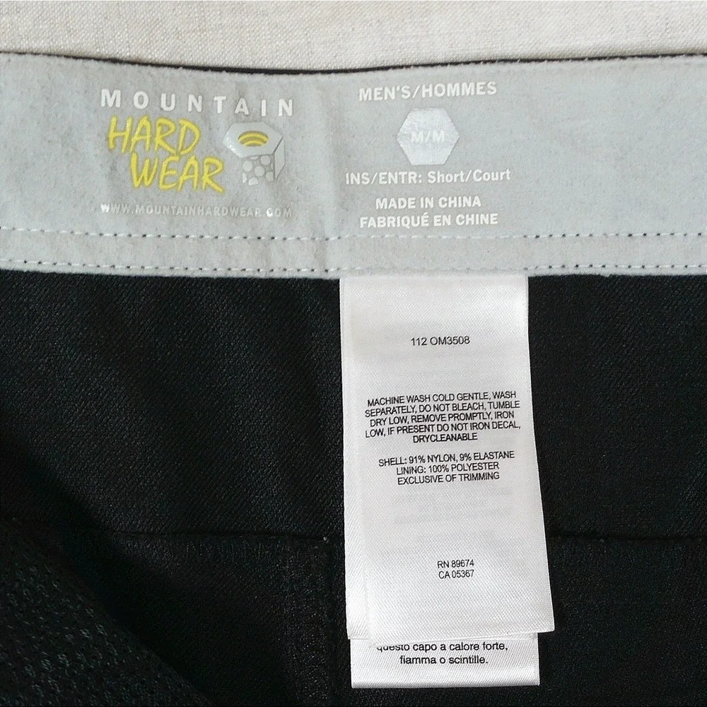 Mountain Hardwear Hiking Pants Mens M Short Black Good Softshell OM3508 Flaw